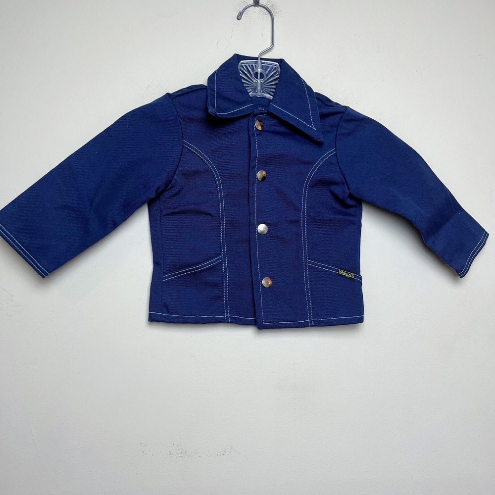 VTG 60s 70s Wrangler Denim Jean Jacket Kids Toddler Sz 3T Made In‎ USA Near Mint